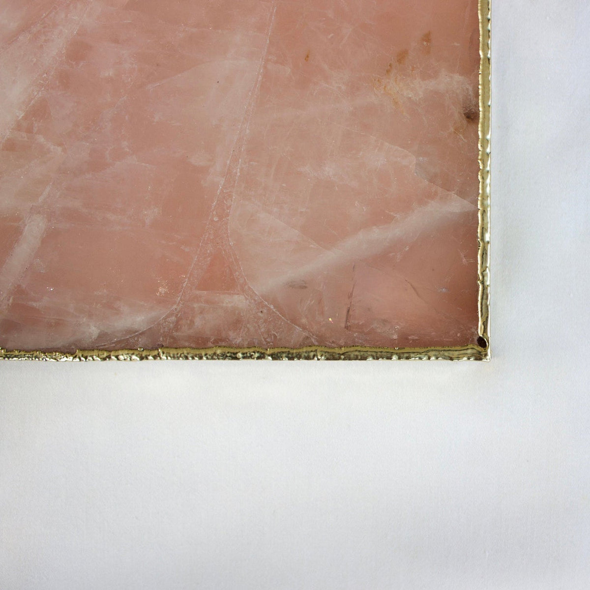 Rose Quartz Square Serving Tray with Brass Handles