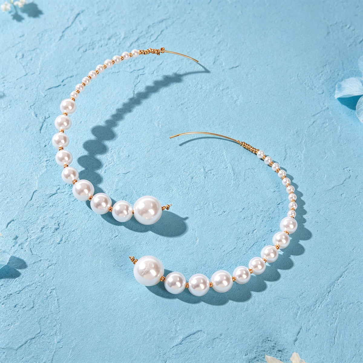 Big C Shape Imitation Pearl Hoop Stud Earrings Elegant Wedding Vacation Party Jewelry