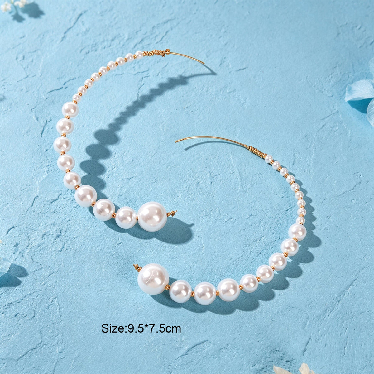 Big C Shape Imitation Pearl Hoop Stud Earrings Elegant Wedding Vacation Party Jewelry