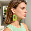 Boho Green Marble Grain Hollow Geometric Acrylic Dangle Earrings Beach Holiday Pool Party Jewelry