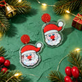 Festive Xmas Red Disc Santa Dangle Earrings Christmas Party Costume Accessories