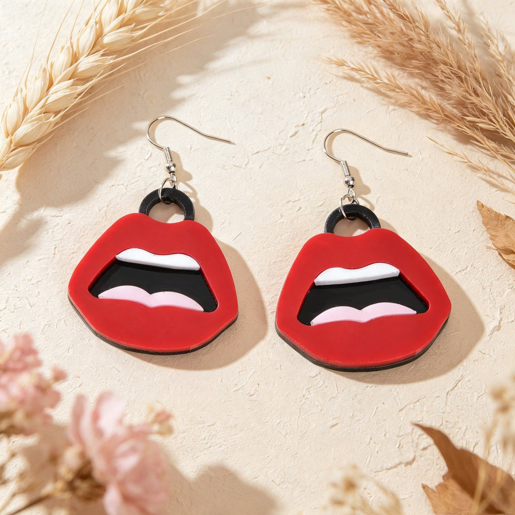 Y2k  Big Red Lips Earrings Halloween Jewelry Music Festival Party Club Cosplay Accessories