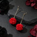 Red Flower Ball Drop Dangle Earrings Beautiful Women Girls Accessories Jewellery