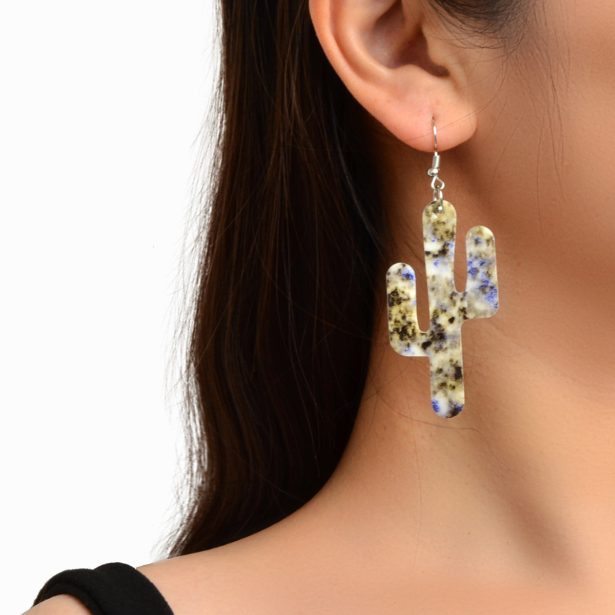 Faux Leather Lightweight Handmade Cactus Dangle American Indian Dangle Earrings