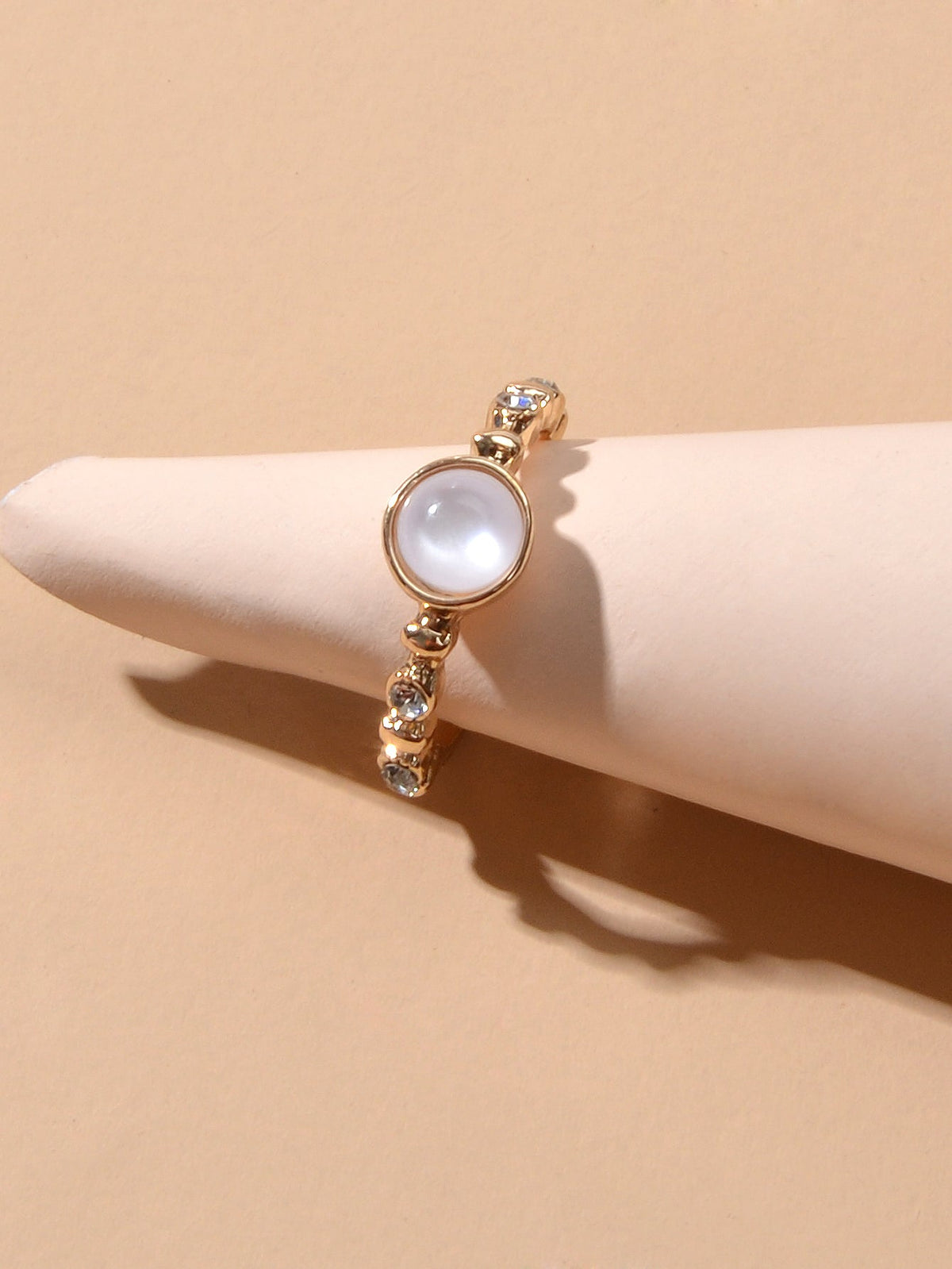Textured Jewelry Rhinestone Opal Gold Finger Ring Luxurious Popular Accessories
