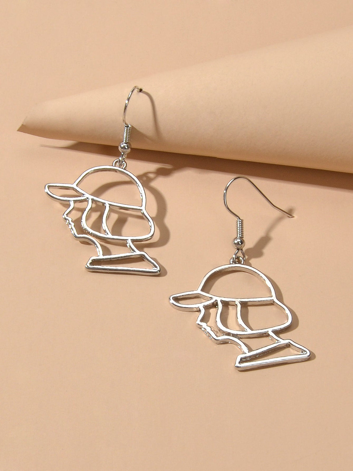 Metal Baseball Boy Grunge Rock Cool Earrings Abstract Art Gift Hollow Jewellery