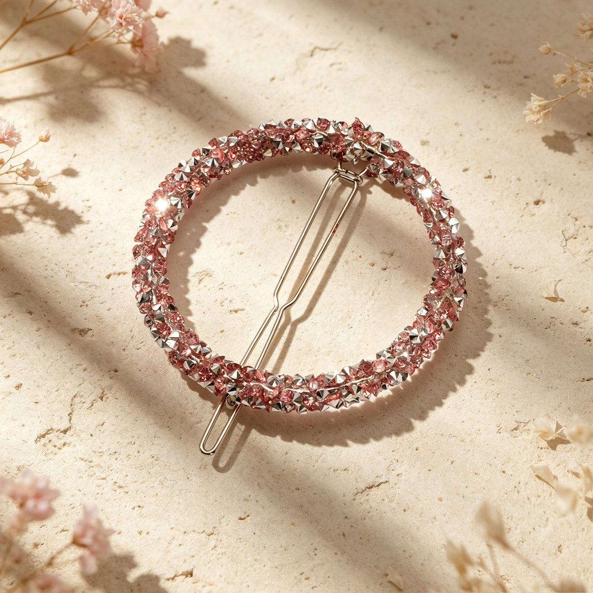 Glamorous Full Rhinestone Circle Hair Clip Elegant Party Dating Hair Accessory