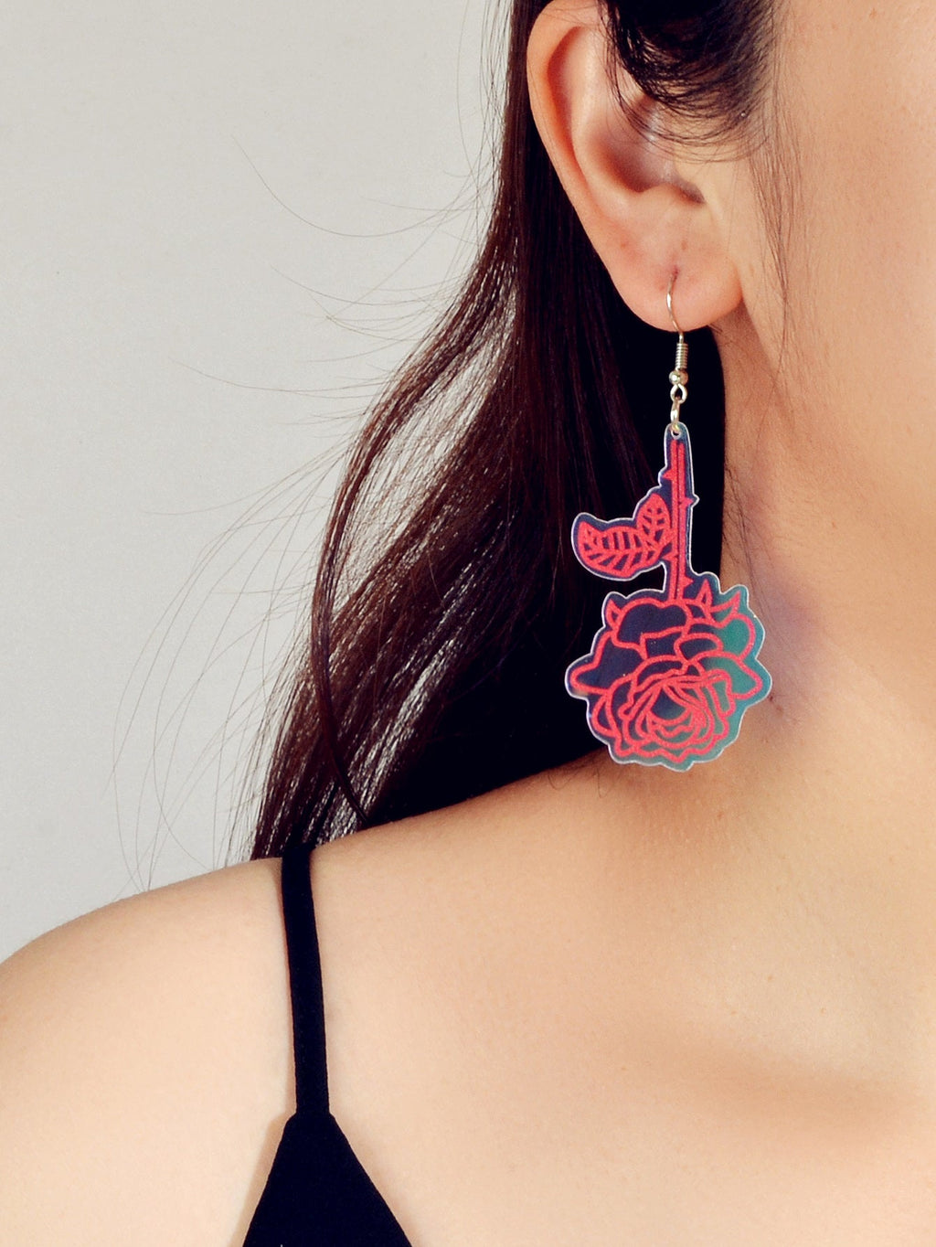 Unique Party Decoration Women Big Resin Hotpink Flower Dangle Female Earrings - Earrings at Dealshubindia