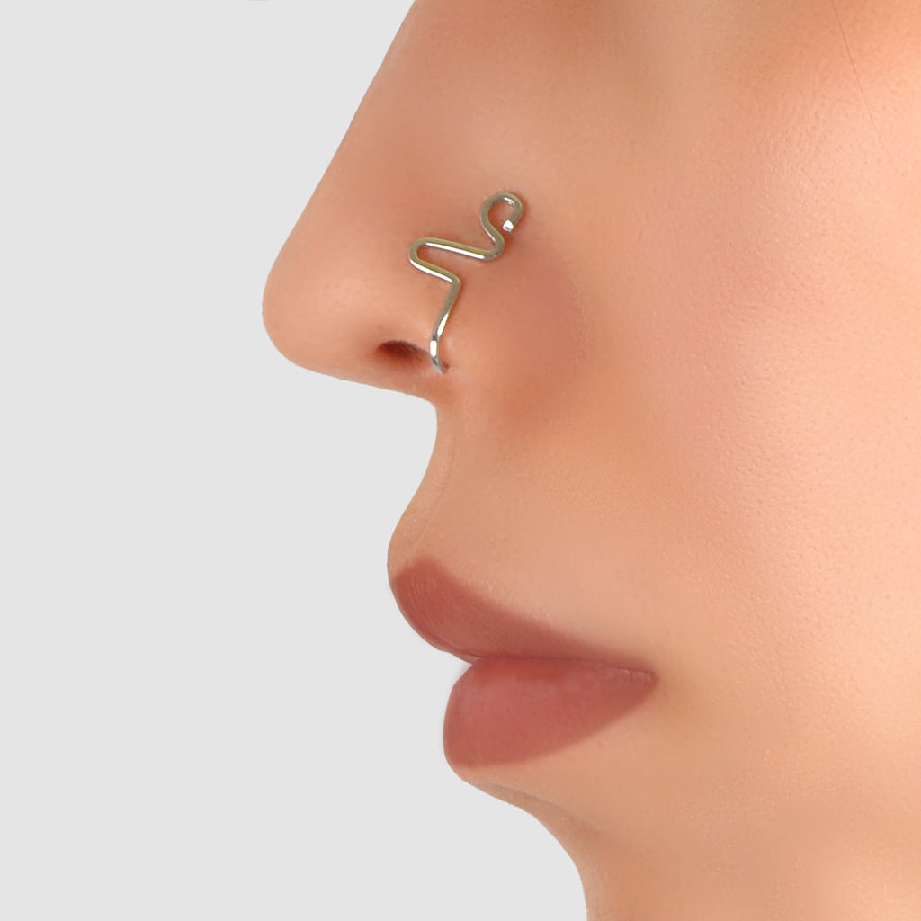 1pc Faux Lip Ear Nose Gold Silver Geometric Non Piercing Clip On Nose Hoop Rings