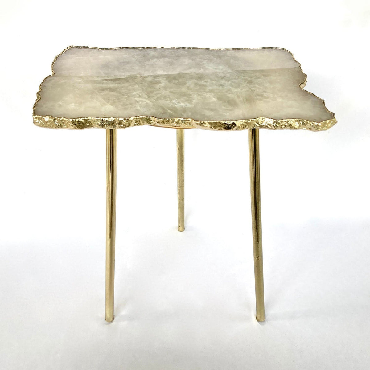 White Agate Side Table, 10" x 15" Organic Edge
