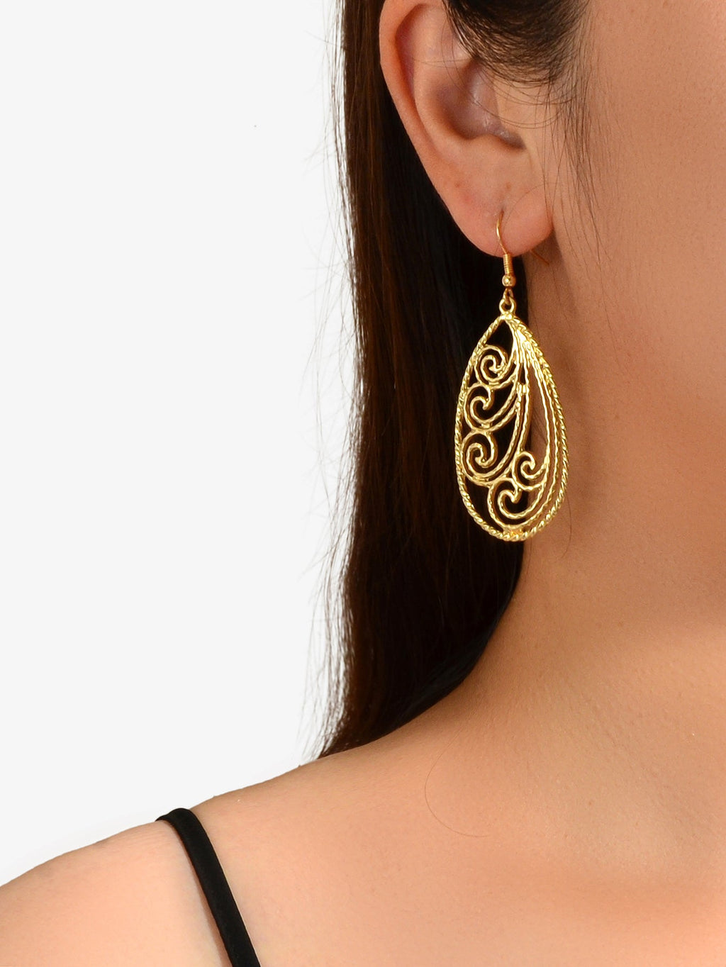 Party Decoration Women Gold Silver Hollow out Flower Water Drop Dangle Earrings