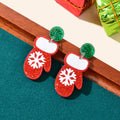 Christmas Series Jewellery Gift Snowflake Pattern Red Glove Dangle Stud Earrings
