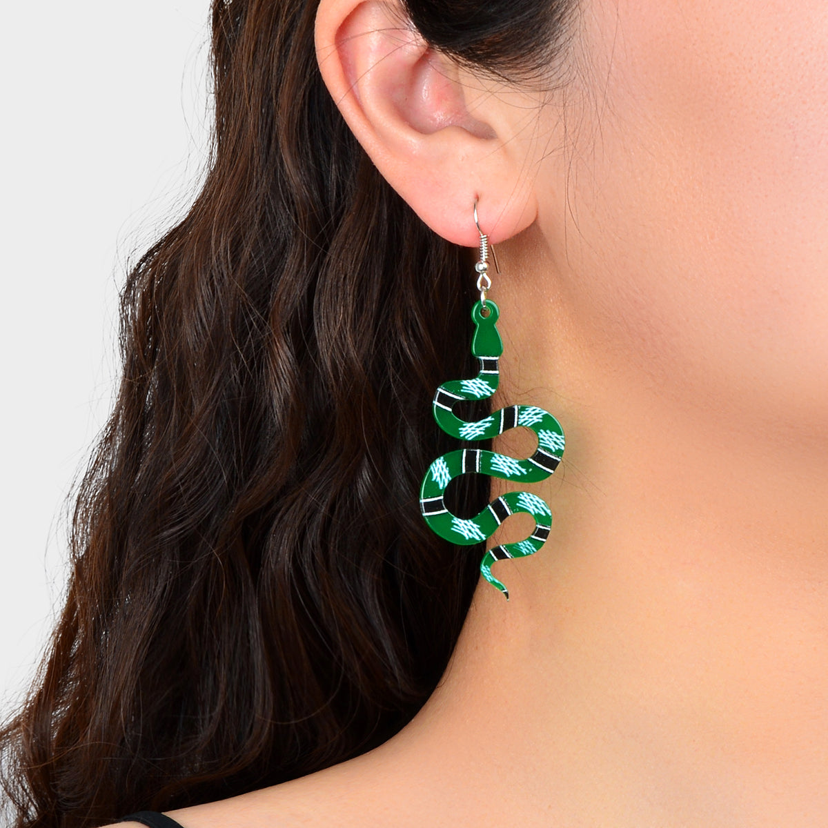Unique Multicolor Acrylic Snake Dangle Statement Punk Weird Earrings Ear Jewelry
