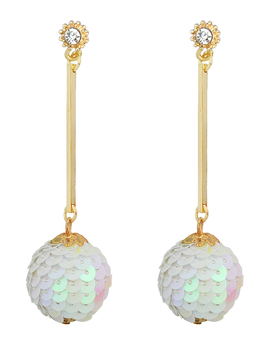 Rhinestone Sequins Ball Charm Pendant Dangle Earrings Women Girl Teens Jewellery