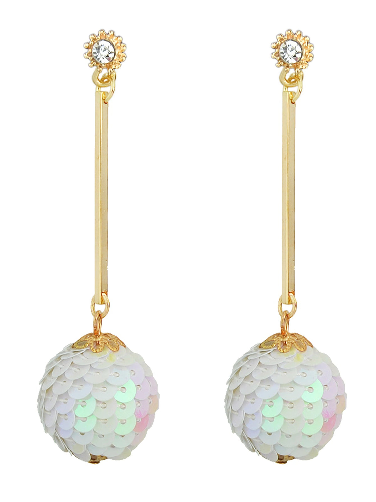 Rhinestone Sequins Ball Charm Pendant Dangle Earrings Women Girl Teens Jewellery