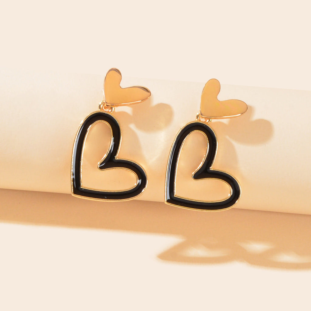 White Enamel Heart Drop Hypoallergenic Stud Earrings Dainty Gift for Women Girls