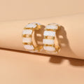Beautiful Jewelry Resin Decoration Hollow Gold Hoop Huggie Pierced Stud Earrings