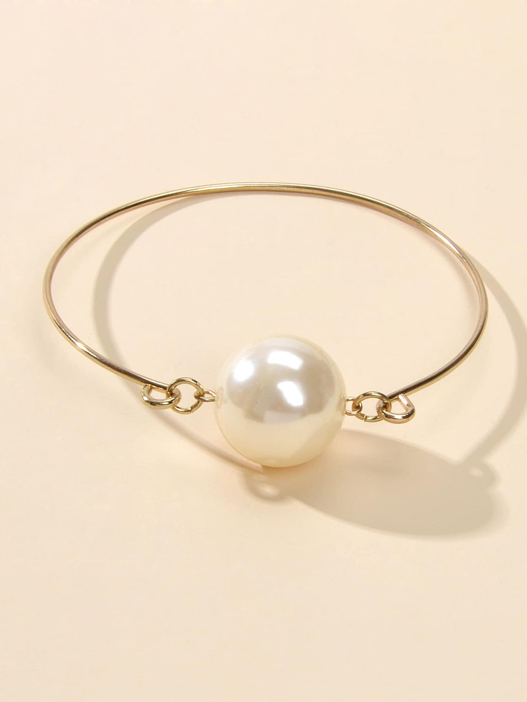 Female Jewellery Big Faux Pearl Decor Golden Bangle Collection Bracelets Women - Bracelet at Dealshubindia