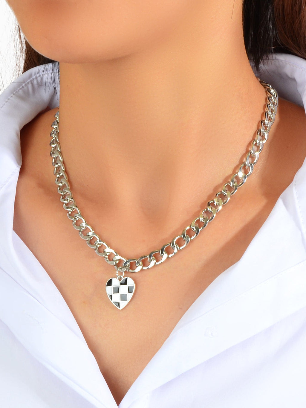 Designer Jewellery Silver Chain Blue Black Enamel Heart Awesome Pendant Necklace