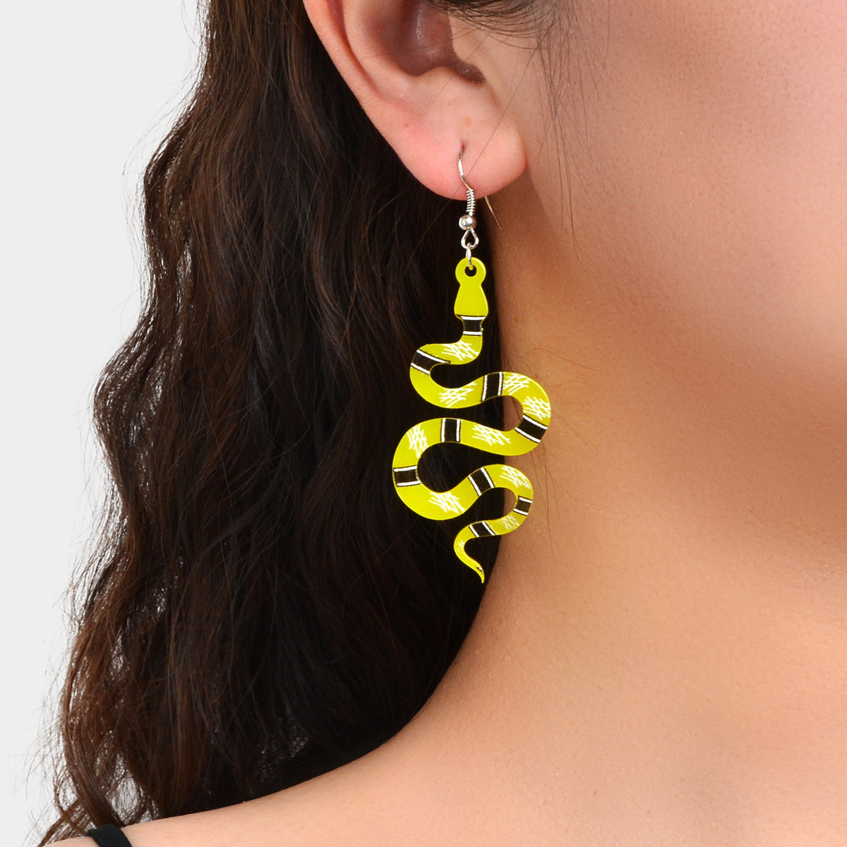 Unique Multicolor Acrylic Snake Dangle Statement Punk Weird Earrings Ear Jewelry