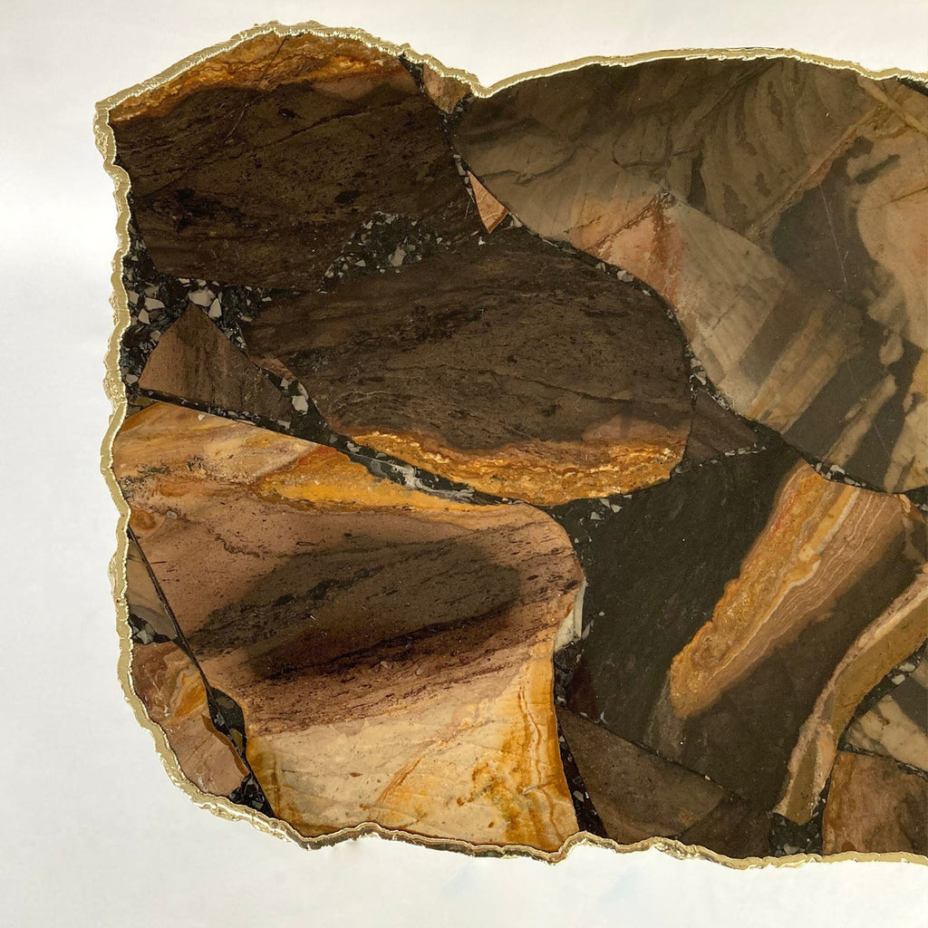 Brown Agate Side Table, 10" x 15" Organic Edge