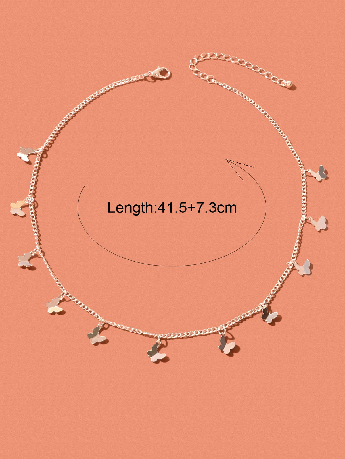 Butterfly charm choker necklace with adjustable chain and clasp