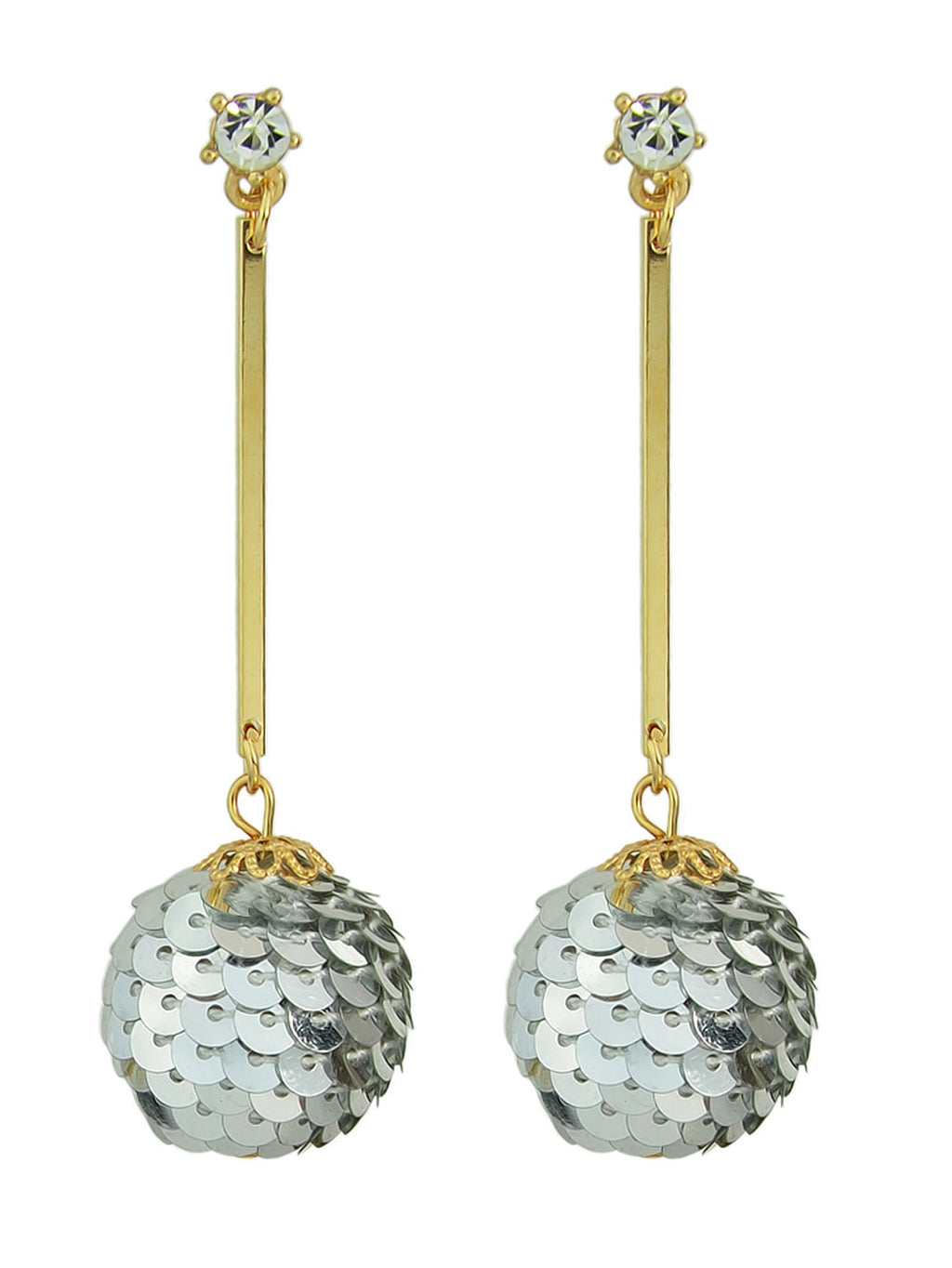 Rhinestone Sequins Ball Charm Pendant Dangle Earrings Women Girl Teens Jewellery