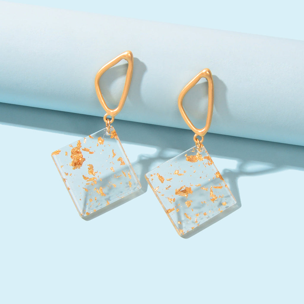 Transparent Statement Resin Geometric Dangle Earrings Girl Lightweight Jewellery