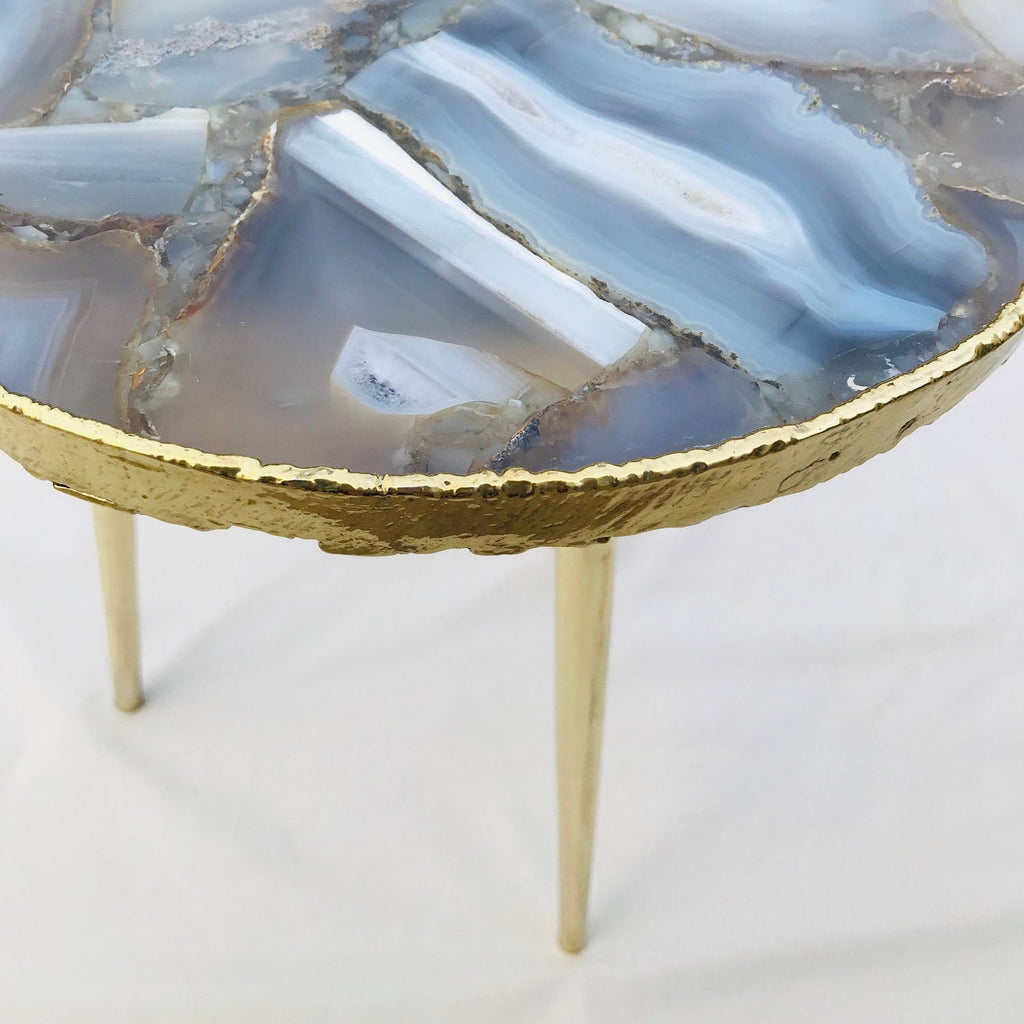 Banded Agate Side Table, Round Top