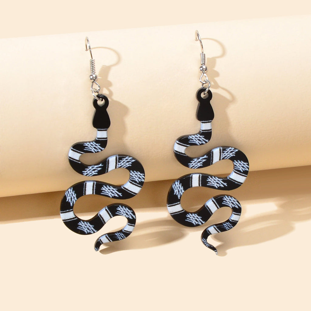 Unique Multicolor Acrylic Snake Dangle Statement Punk Weird Earrings Ear Jewelry