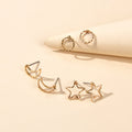 3 pairs Minimalist Jewelry Circle Star Moon Trendy Stud Small Earrings for Women