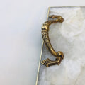 White Agate Serving Tray with Brass Handles
