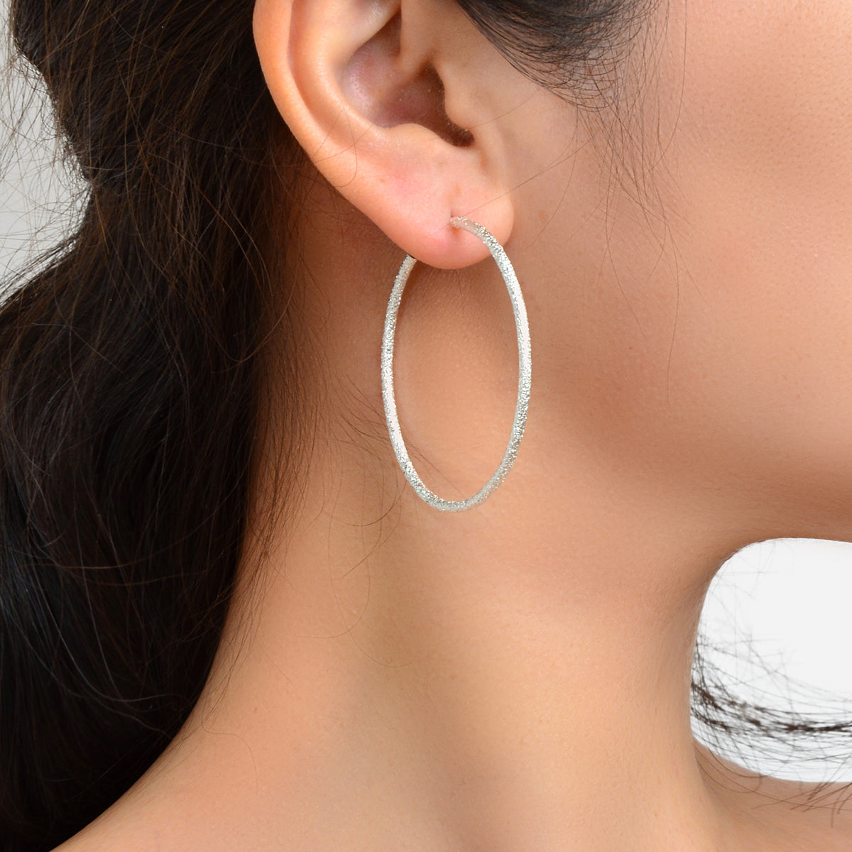 Silver Big Large Circle Huggie Hoop Earrings Women Bff Birthday Minimalist Gifts - earrings at Dealshubindia
