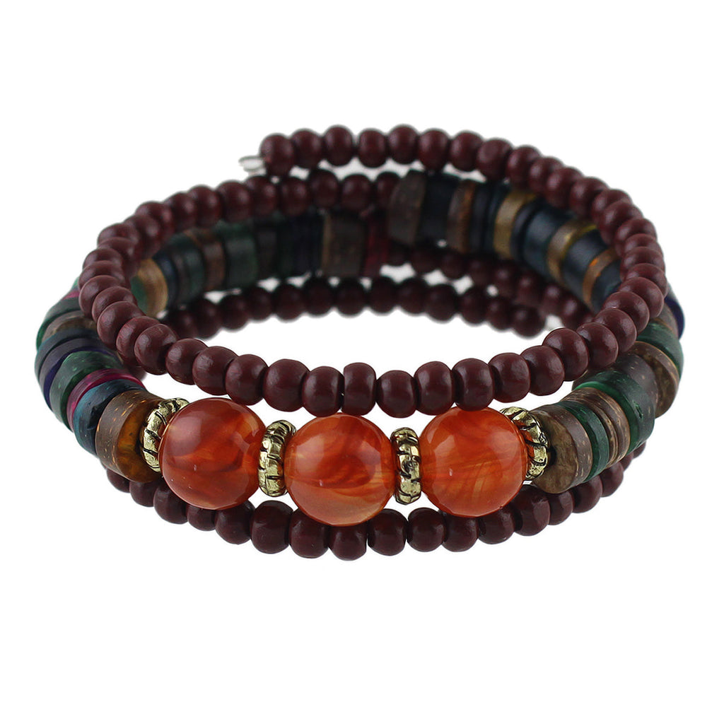 Ethnic Jewelry Handmade Colorful Bead Multi-layer Chain Bohemian Bangle Bracelet