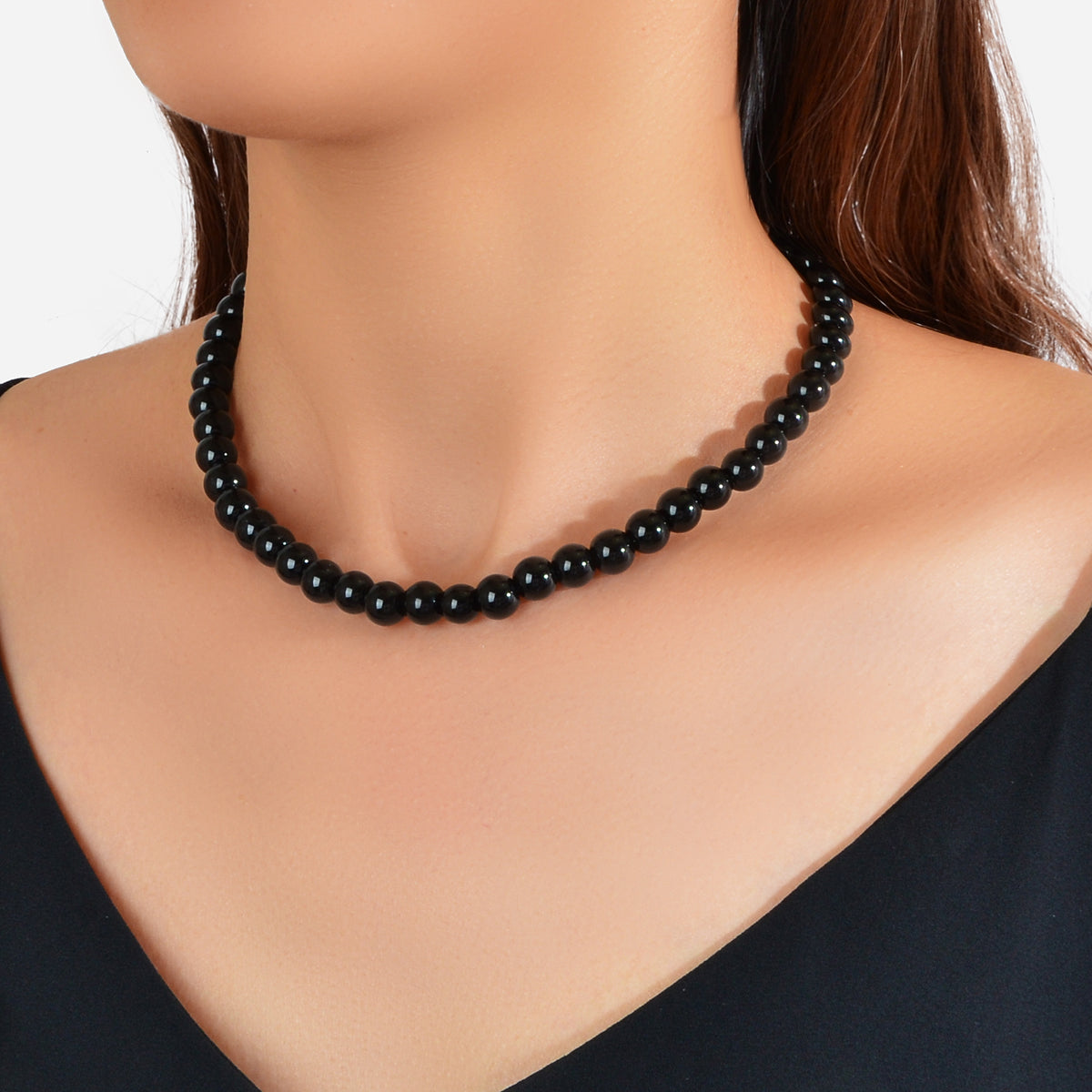 Retro Black White Beads Collar Short Choker Necklace Women Teen Party Decoration