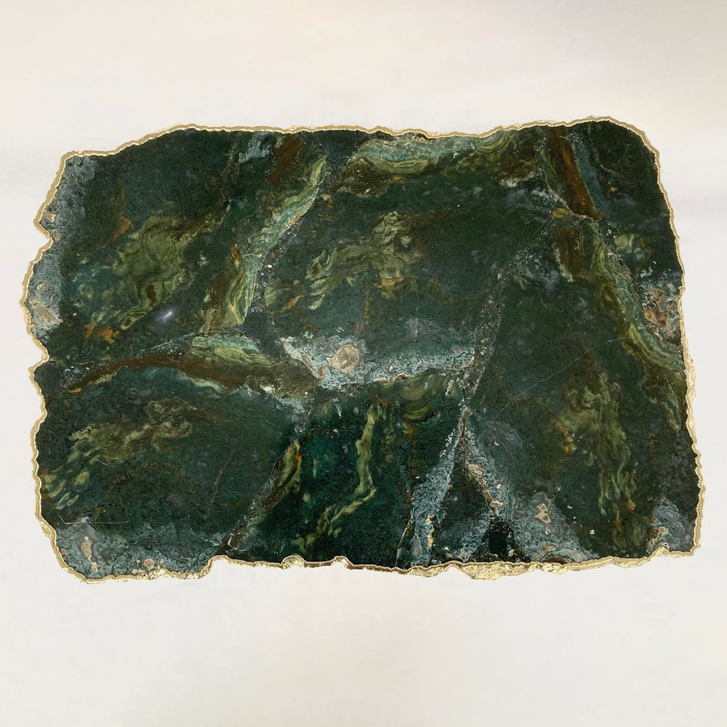 Green Agate Side Table, 10" x 15" Organic Edge