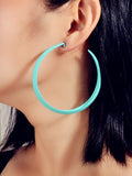 Women Party Decoration Blue Big Hoop Statement Circle Earrings Female Jewellery - Earrings at Dealshubindia