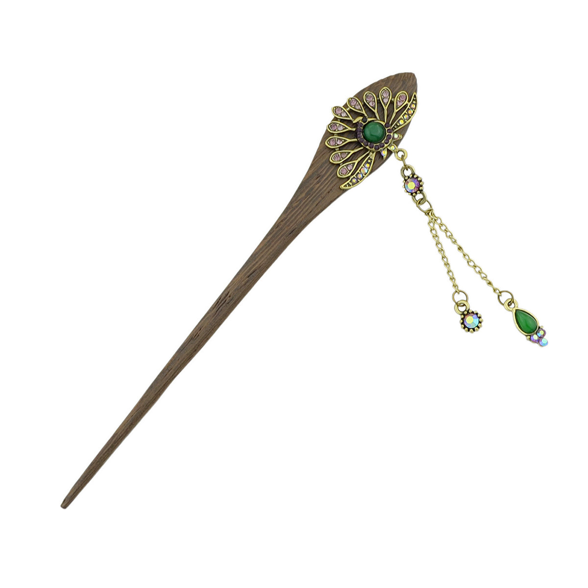 Traditional Style Colorful Rhinestone Peacock Hair Sticks Women Hair Accessories