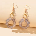 Elegant Designer Jewellery Gold Circle Grey Beads Dangling Elements Earrings