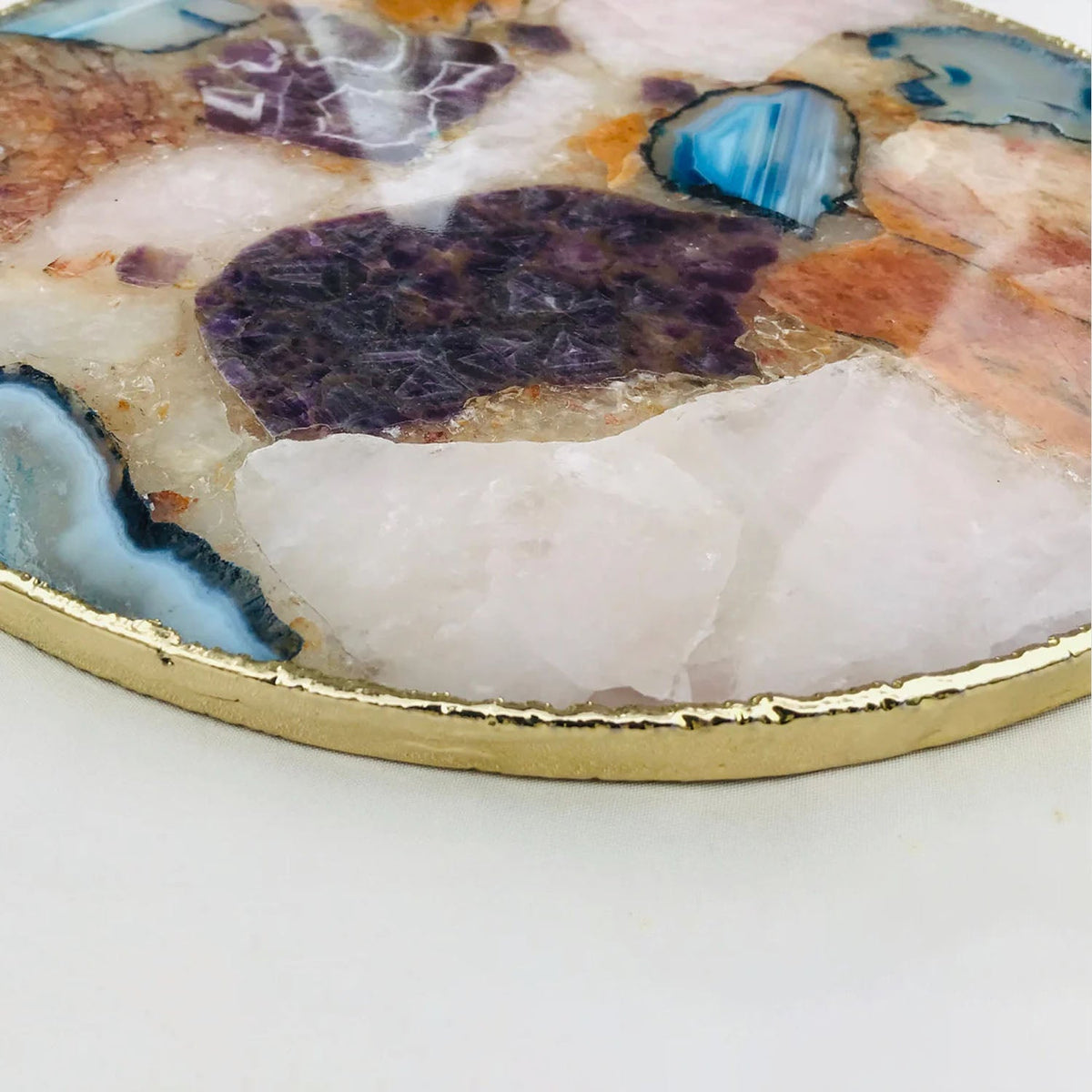 Multicolor Agate Round Platter, 12 Inch-1