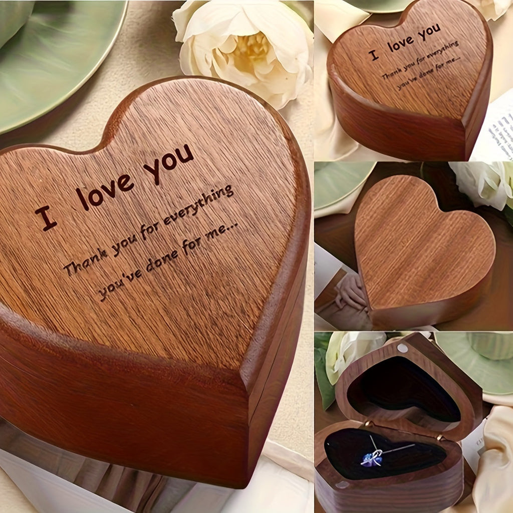 Heart-Shaped Bamboo Gift Box with Pendant Necklace - Fashion > Women's Fashion > Women's Jewellery at Dealshubindia