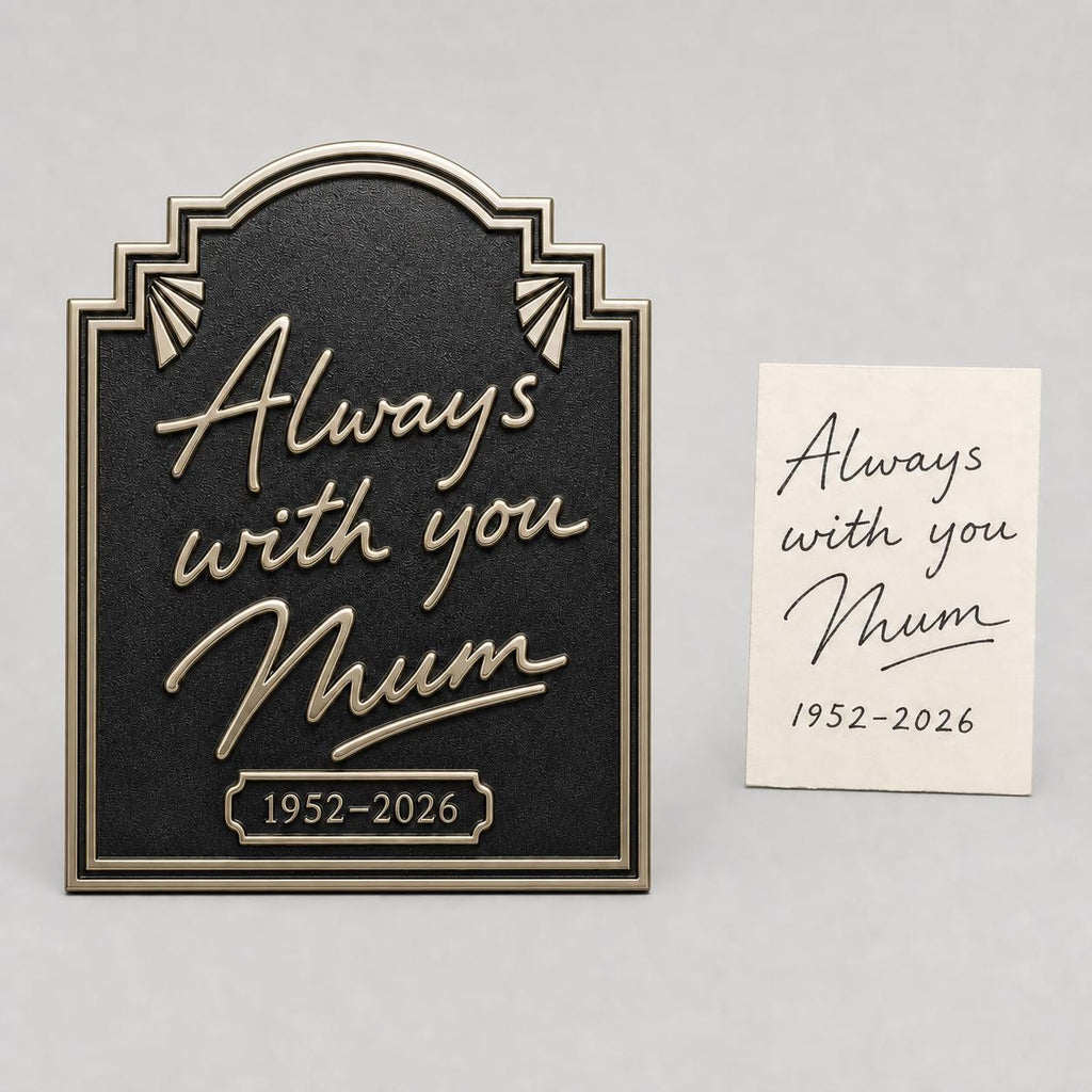 Handwritten Message Plaque – Antique Brass, Stepped