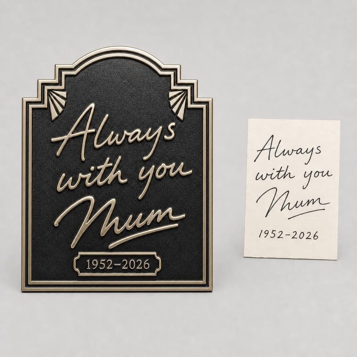 Handwritten Message Plaque – Antique Brass, Stepped