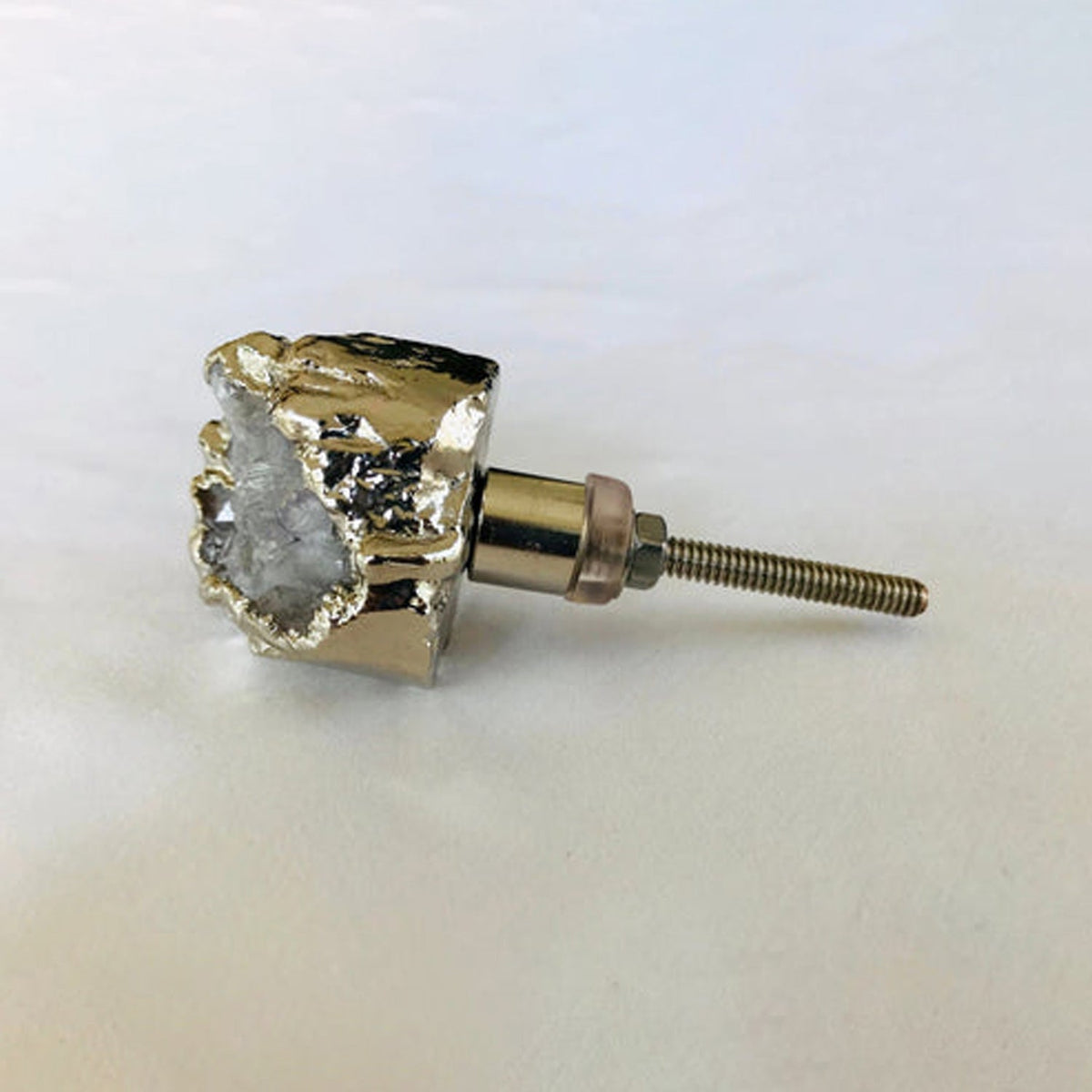 Crystal Druzy Stone Furniture Door Knob Crystal White Cabinet Handle with Silver finish Brass Hardware,Cupboard Pulls Drawer Knobs