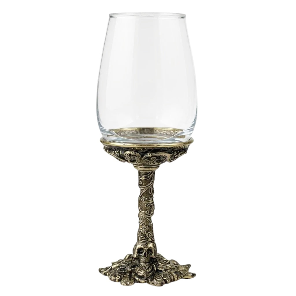 Set of 2/Set of 4 - Gothic Skull & Roses Wine Glasses