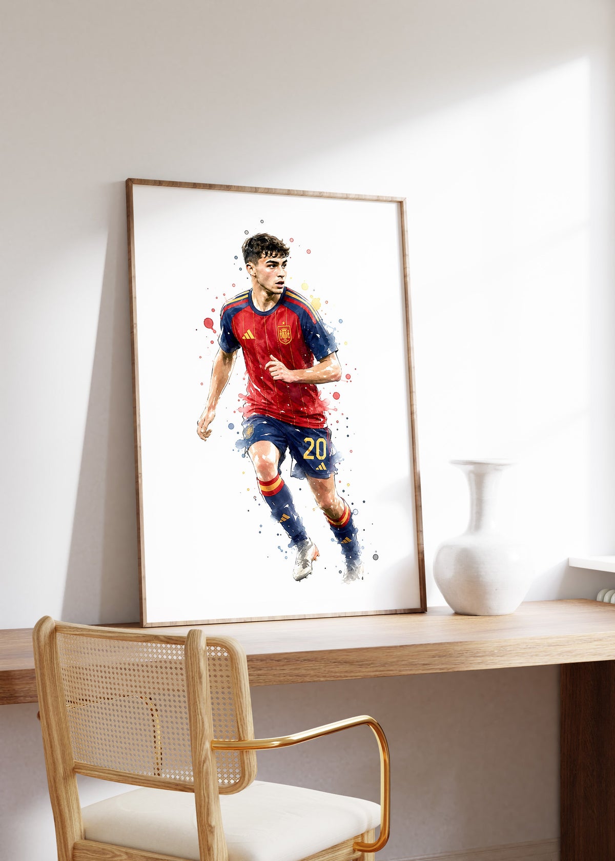 Spanien Fussball Poster · Geschenkidee · Aquarell Sport Wandbild · Deko Print ohne Rahmen