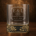 Personalized Birth Flower Whiskey Glass – Carnation and Rose, 10 oz