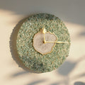 White Agate Wall Clock with Light Green Crystal Rim, 10 Inch-0