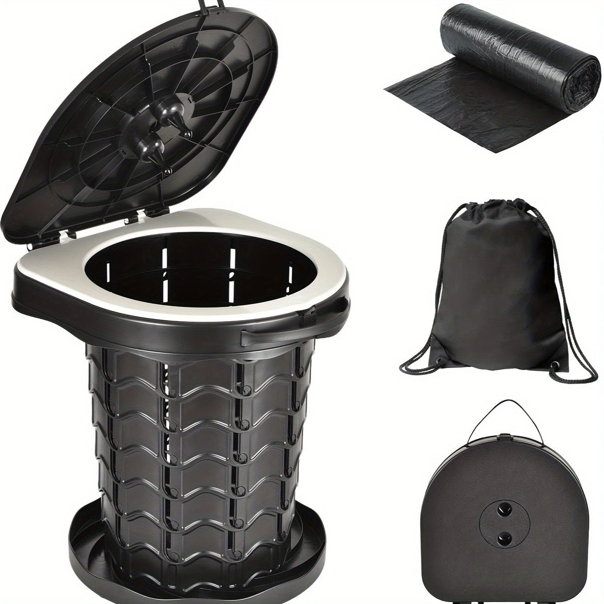 Adjustable Portable Camping Toilet with Storage Bag - Portable Showers & Privacy Enclosures at Dealshubindia