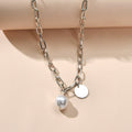 Trendy Jewelry Silver Chain Pearl Disc Charm Necklace Party Decoration for Women